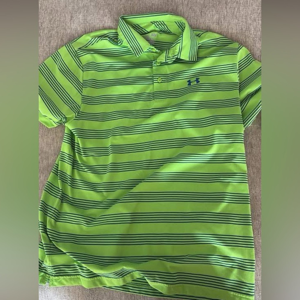 Under Armour Green and Blue Striped Polo